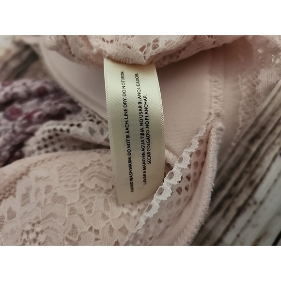Y2K Babydoll Top Cami Slip Lingerie Pink Coquette Lace‎ Mesh Paisley Romantic - Picture 13 of 13